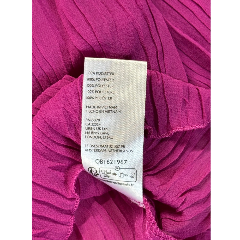 Urban Outfitters Magenta Purple Plisse Pleated Sheer Tie Back Crop Top Large - Picture 7 of 7